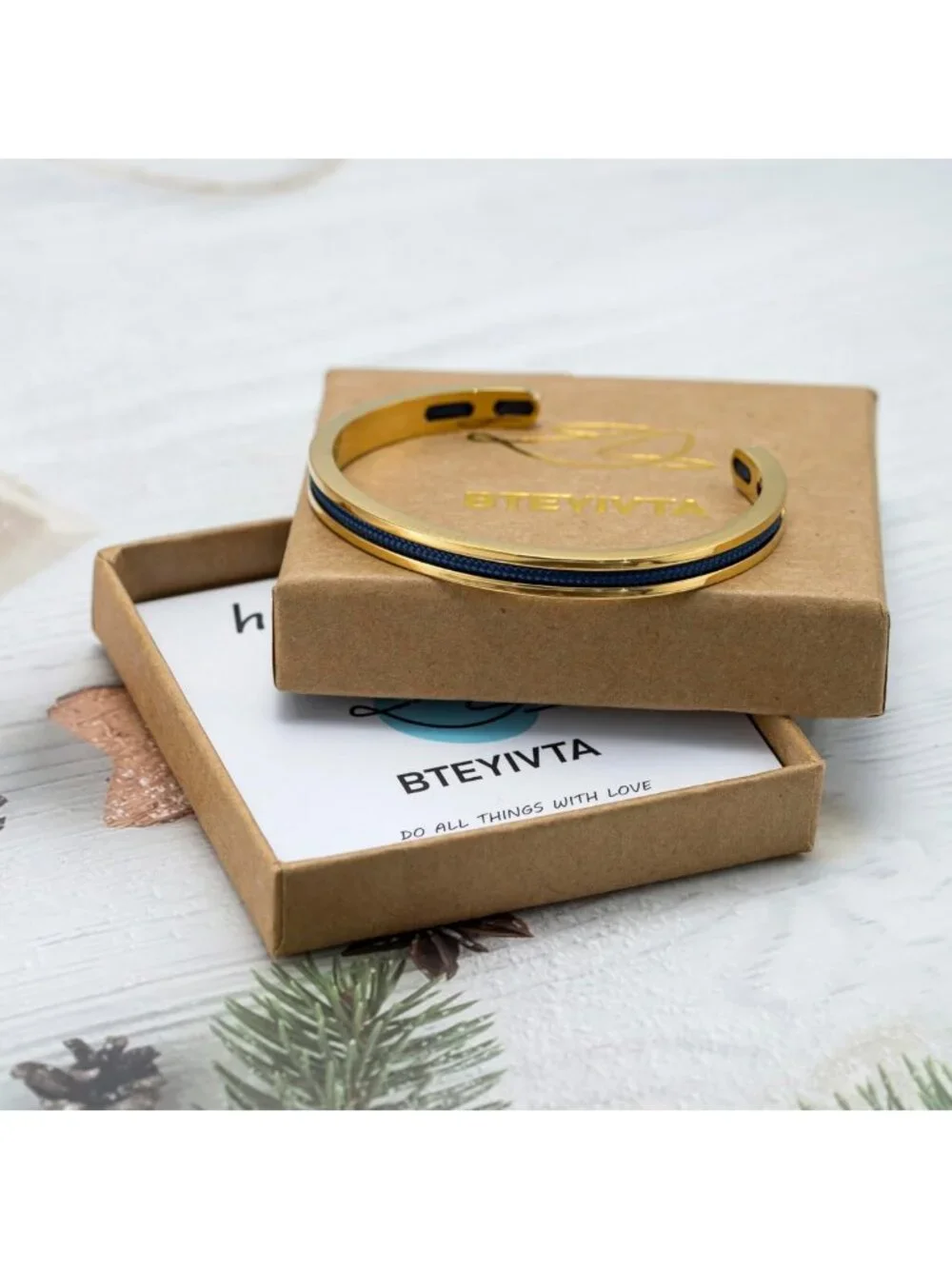 Stylish Handmade Minimalist Cuff Bracelet with Nautical Rope Inlay for All